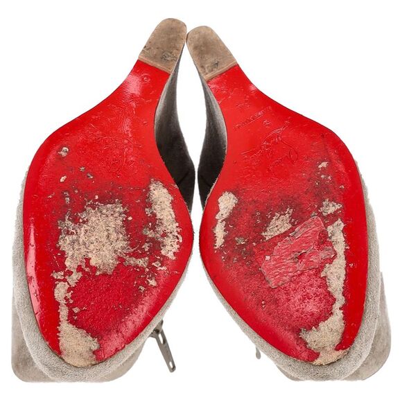 Christian Louboutin Belle Zeppa 100 Wedge Ankle Boots in Grey Suede - Picture 6 of 6